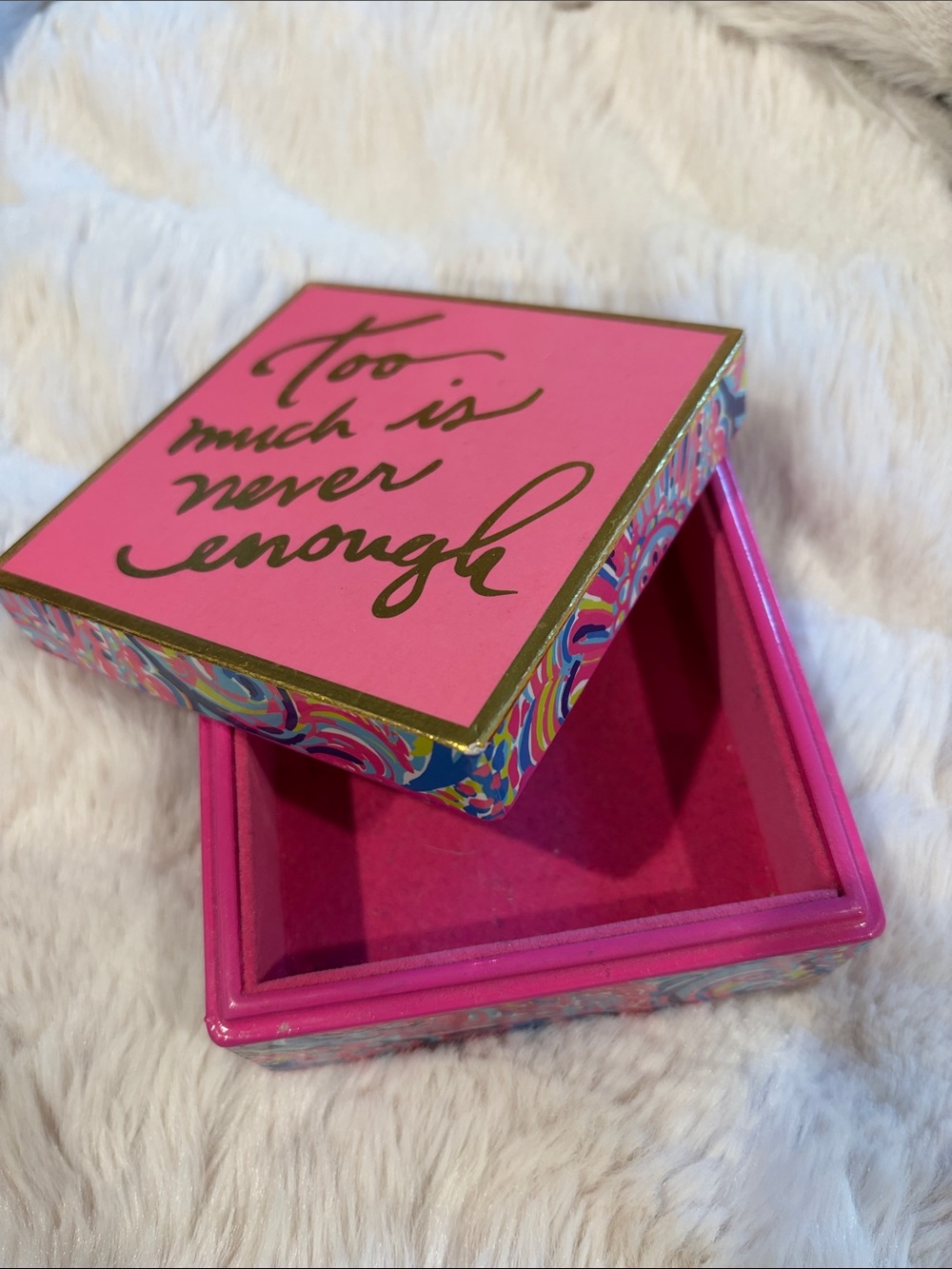 Lilly Pulitzer Pink and Gold Decorative Trinket Box - Picture 2 of 5